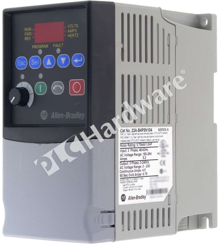 Allen Bradley 22A-B4P5N104 Ser A PowerFlex 4 240V 3-Phase 4.5A 0.75kW AC Drive