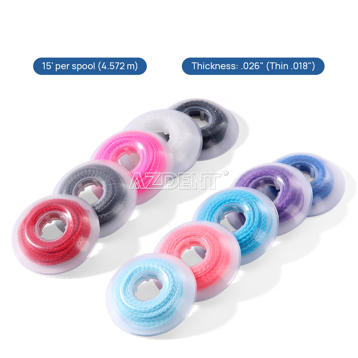 AZDENT Dental Orthodontic Elastic Power Chain Rubber Band Long/Short/Continuous