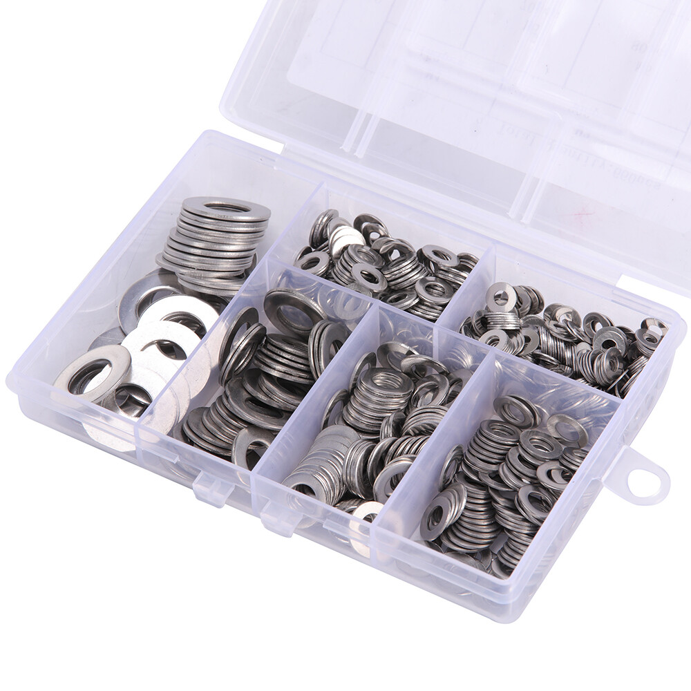660 Pieces 304 Stainless Steel Washers Flat Assortment Set Kit 6 Sizes M3-M10