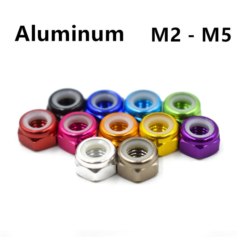Colorful Aluminum 6061 Nylon Insert Lock Nuts Hex Nylock Nuts M2 M3 M4 M5