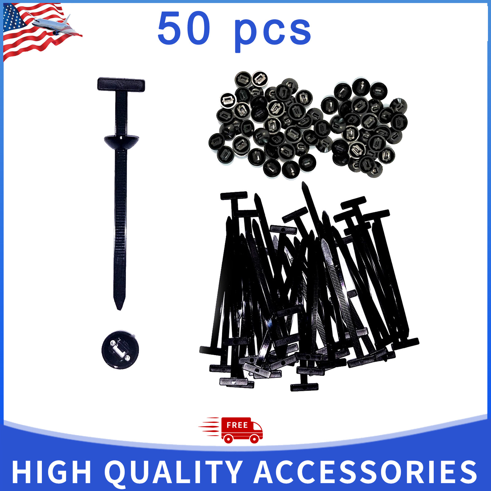 50 Pack Heavy Duty Nylon Buckles, Self-Locking Zip Cable Tie Holder