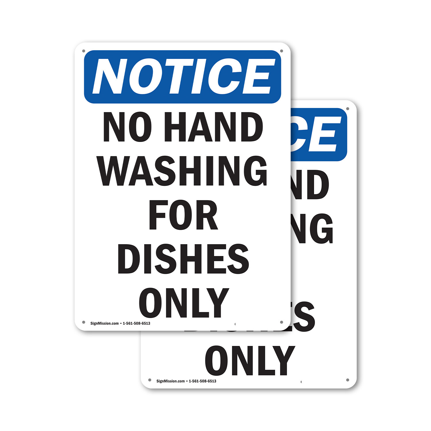(2 Pack) No Hand Washing For Dishes Only OSHA Notice Sign Decal Metal Plastic