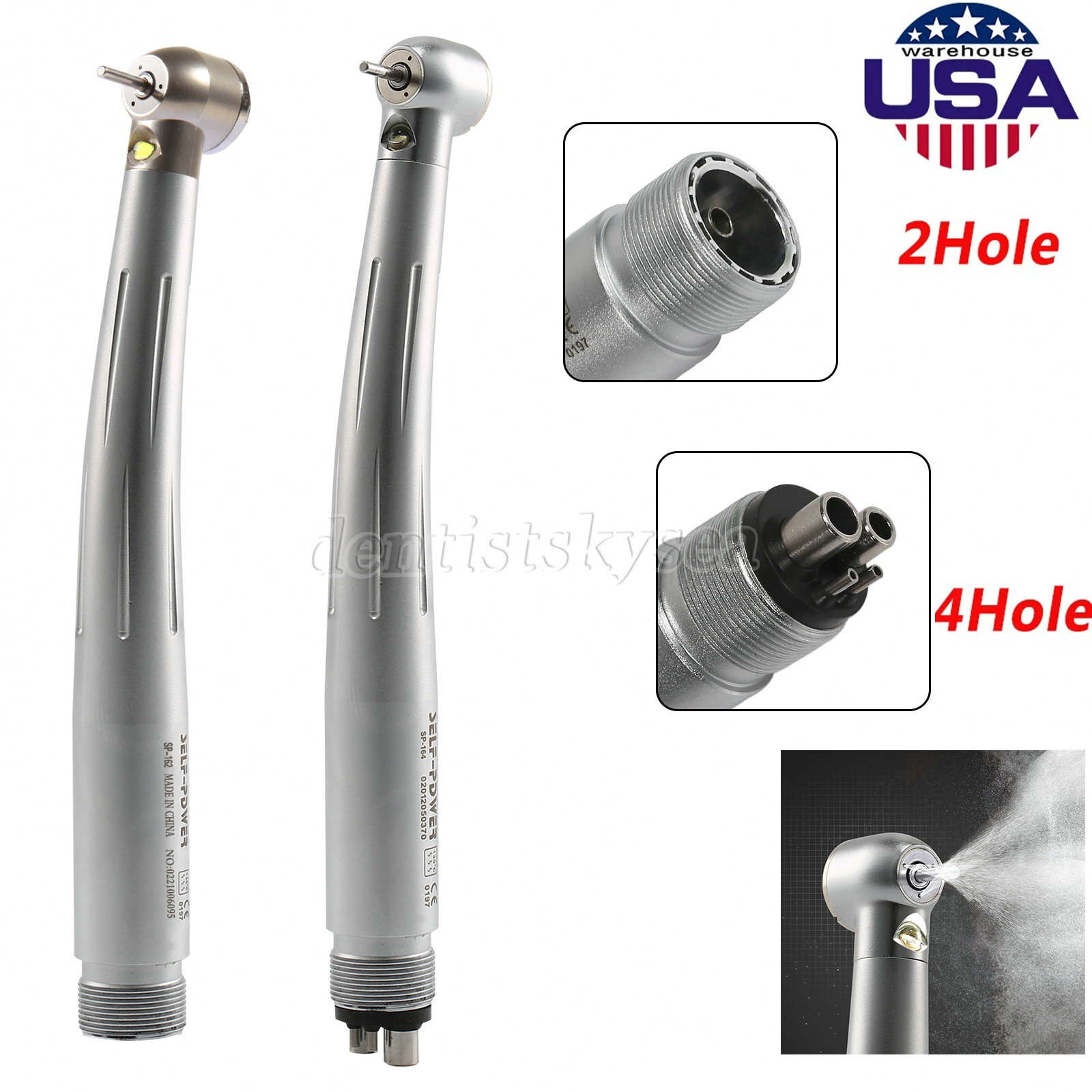 Dental Fiber Optic LED E-generator High Speed Handpiece Push Button 2/4H PDM PDB