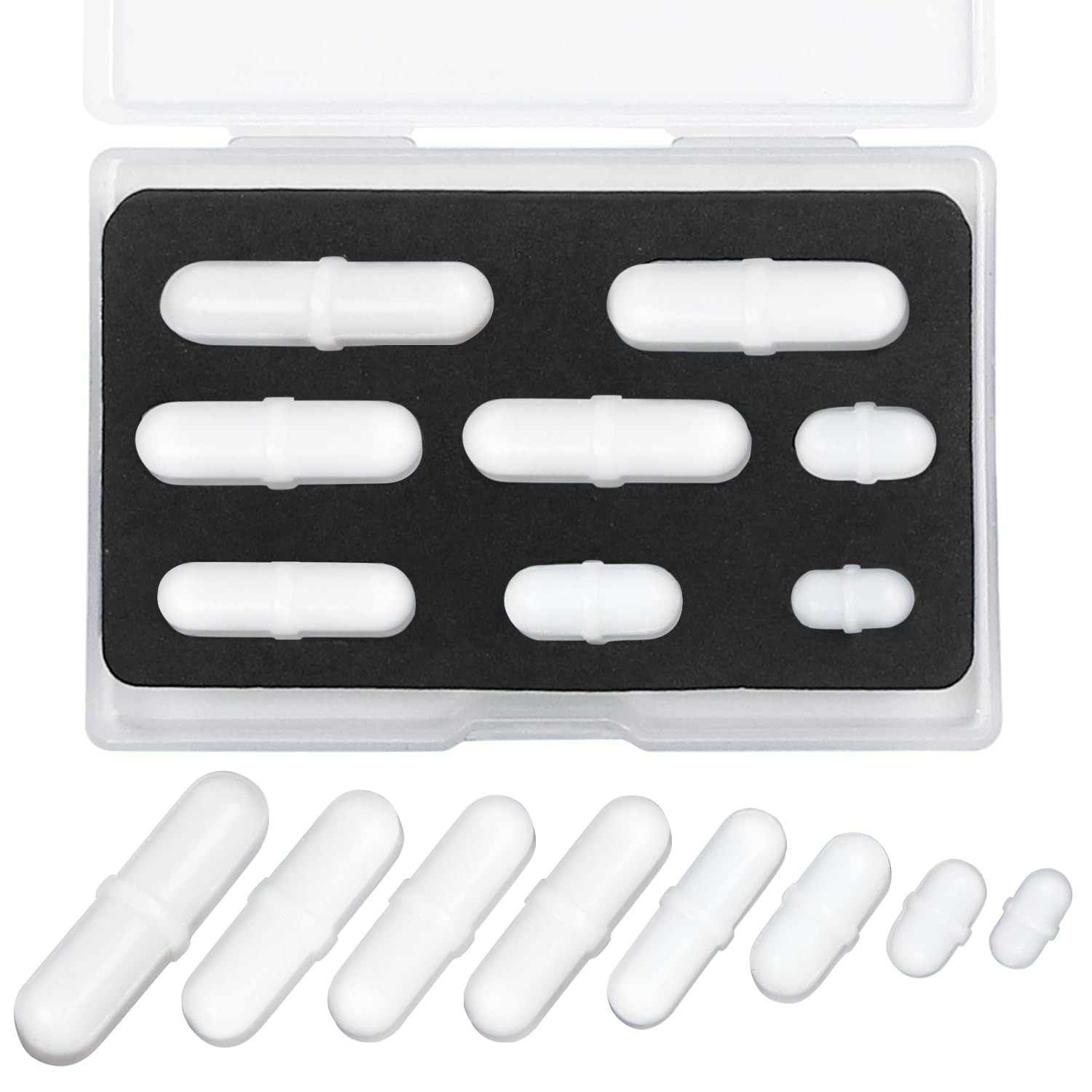 Magnetic Stir Bar Set, Lab Type-B Mixed Size PTFE Magnetic Stirrer Mixer Stir Ba
