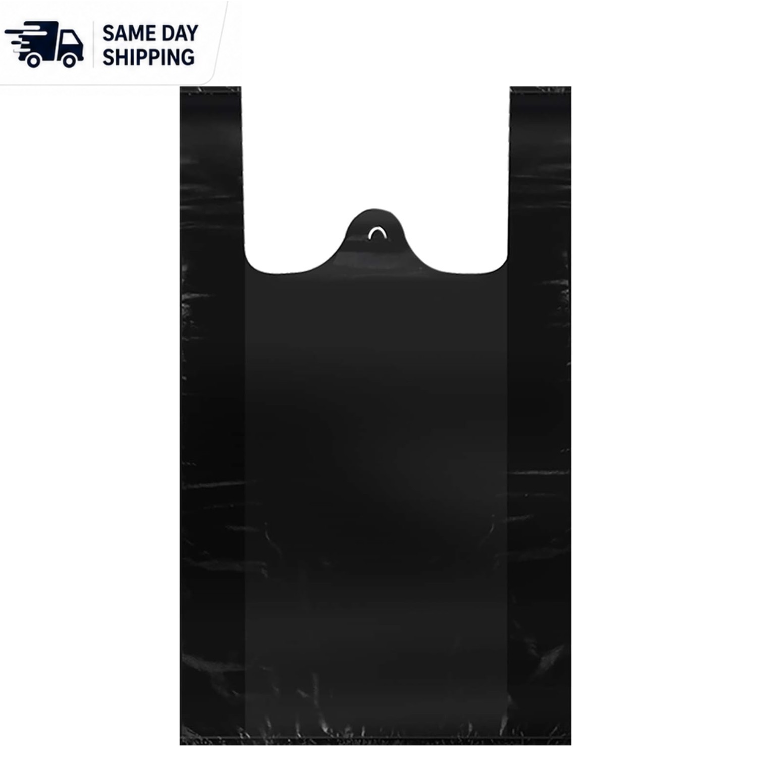 Reusable Black Plastic T-Shirt Bags, Medium 12×20 Inches for Groceries – 50 pcs