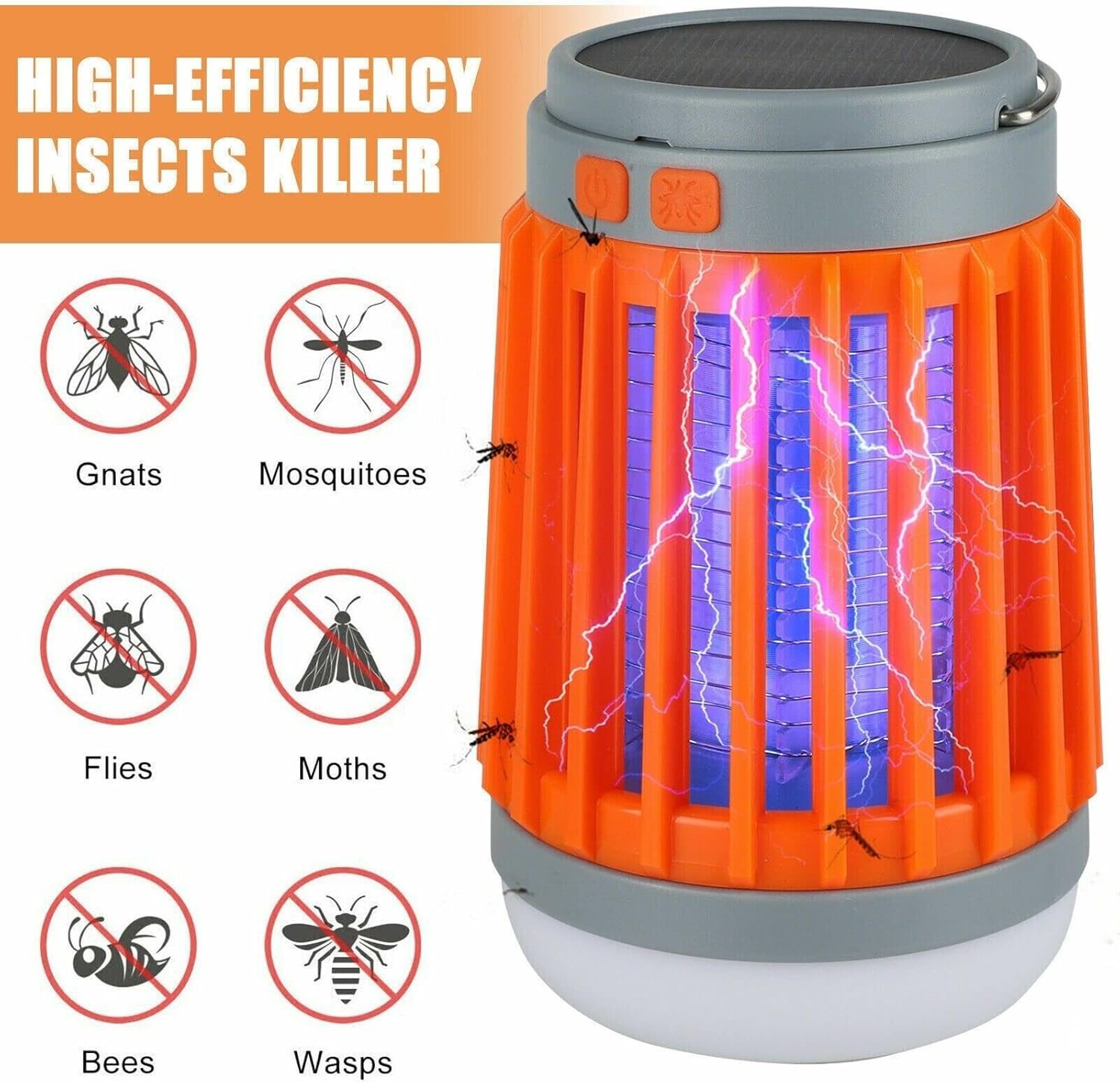 2-Pack Solar Mosquito Killer Lamp – Orange for Outdoor Garden, Patio & Yard Use