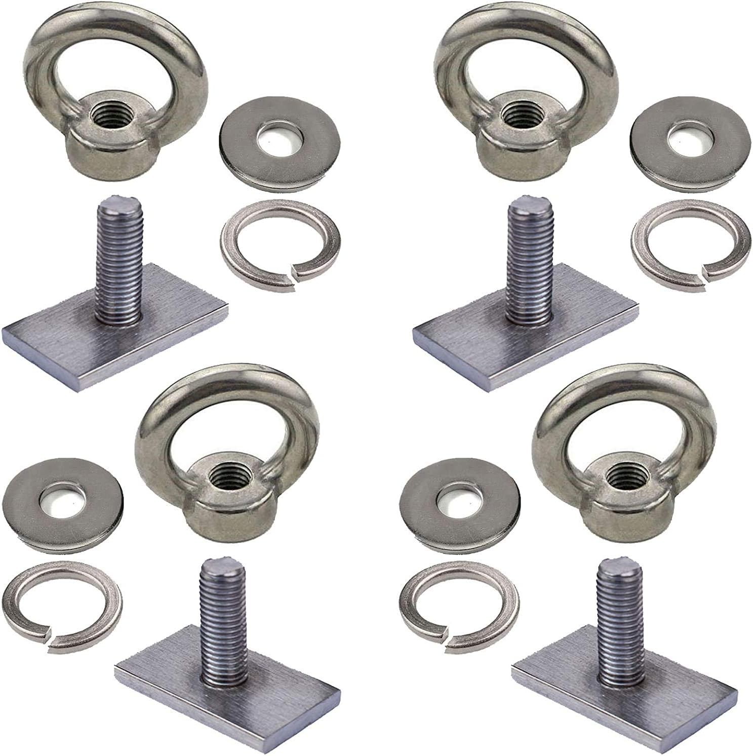4 Pack Heavy Duty Eye Bolt Stainless Steel M8 Eye Nuts Track Mount Tie Down Eyel
