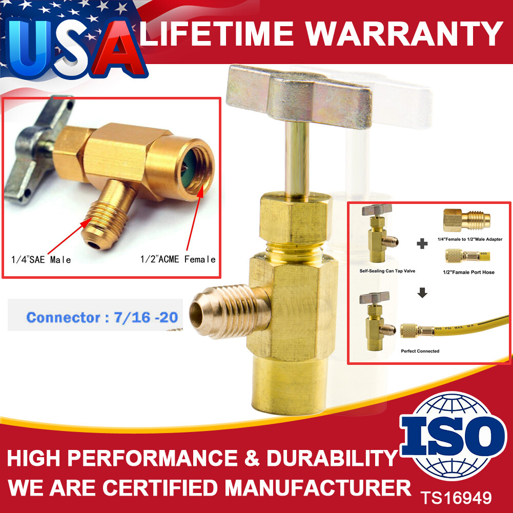 Self-Sealing Can AC A/C Tap Valve Recharge Hose Freon Adapter Tool Cans Car Auto