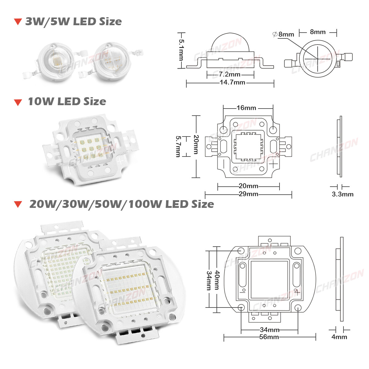3W 5W 10W 20W 30W 50W 100W High Power Uv Ultraviolet Smd Led Chip Bulb Diode