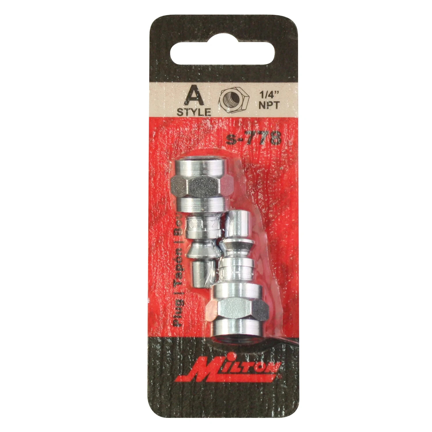 2 Pack Milton S-778 Female A-Style Plug, 1/4 inch, FNPT, Steel,300 PSI
