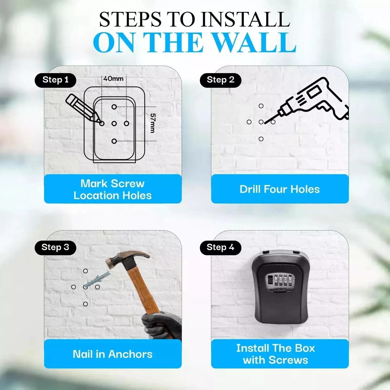 Key Lock Box for Outside-Combination Lockbox for House Key-Portable/Wall Mounted
