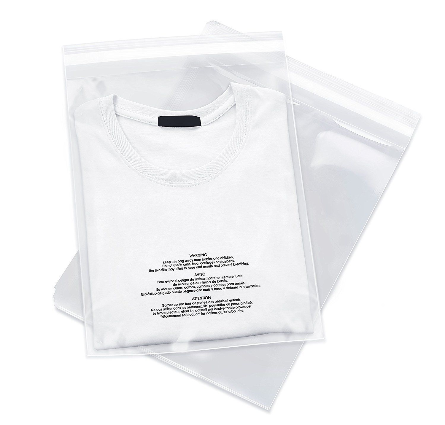 100 10×13 Poly Bags Resealable Suffocation Warning Clear Merchandise 1.5 mil