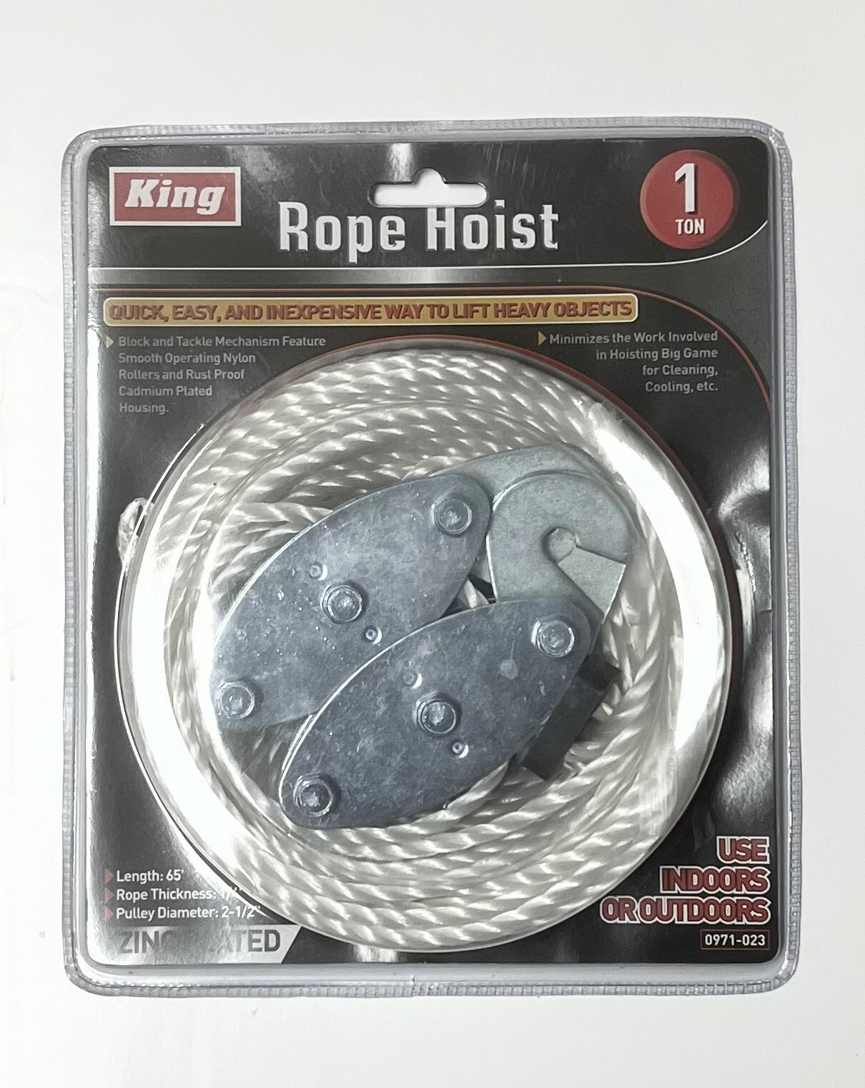 2000 Lbs Rope Hoist Length: 65′, Thickness: 1/4″ and Pulley Diameter: 2-1/2″