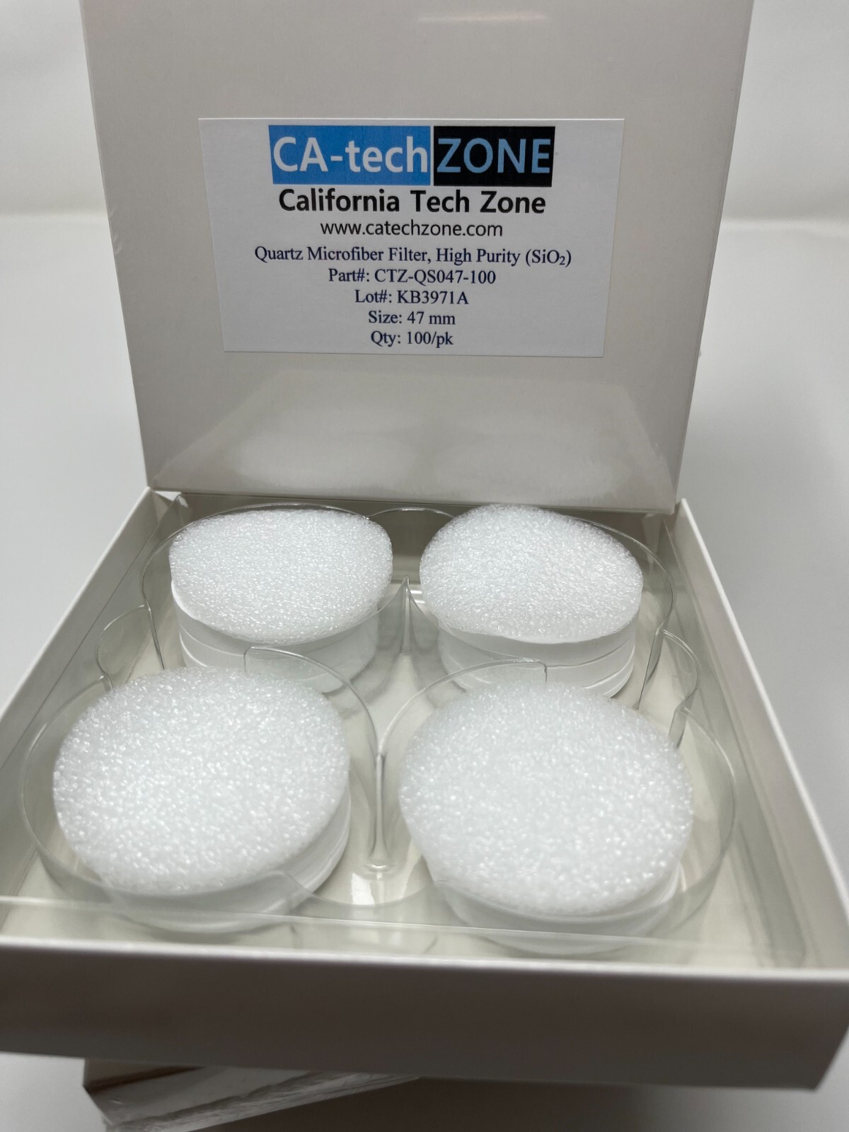 Quartz Microfiber Filter, High Purity (SiO2), (47 mm) (100/pk) CA-tech ZONE