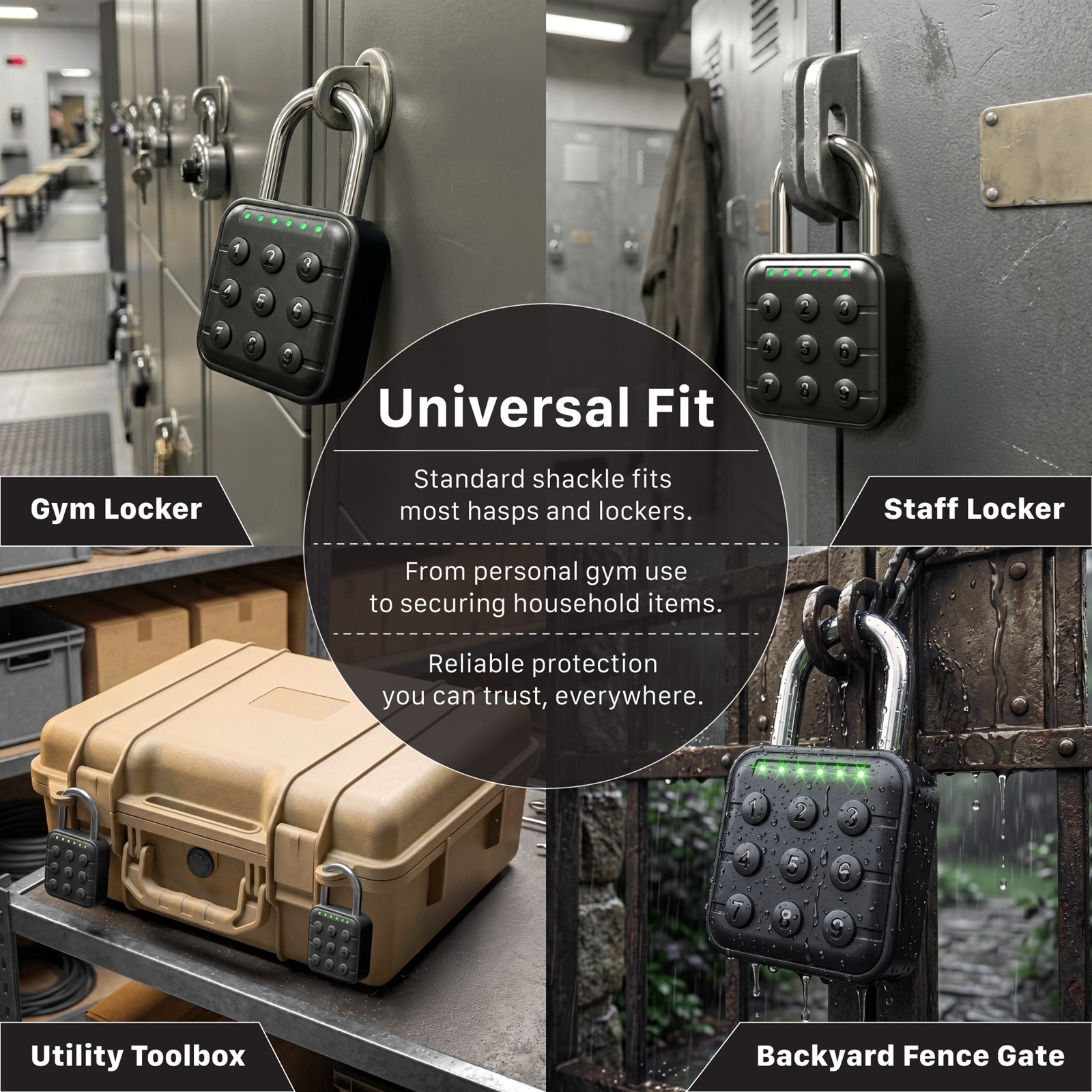 Fosmon Digital Combination Lock Outdoor IP67 Padlock Combination Gym Locker Lock