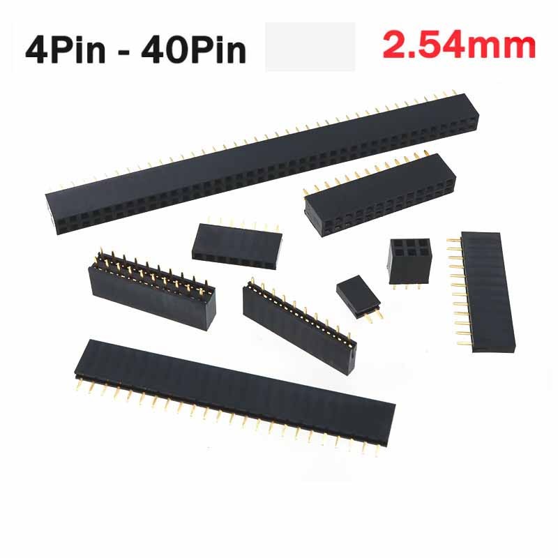 0.1″ 2.54mm PCB Header Vertical Female Socket Connector – Single or Double Row
