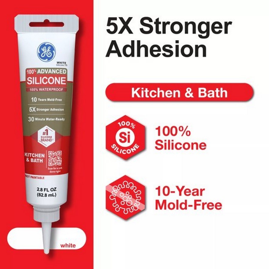 GE Advanced Silicone Caulk for Kitchen & Bathroom – 100% Waterproof Silicone Sea