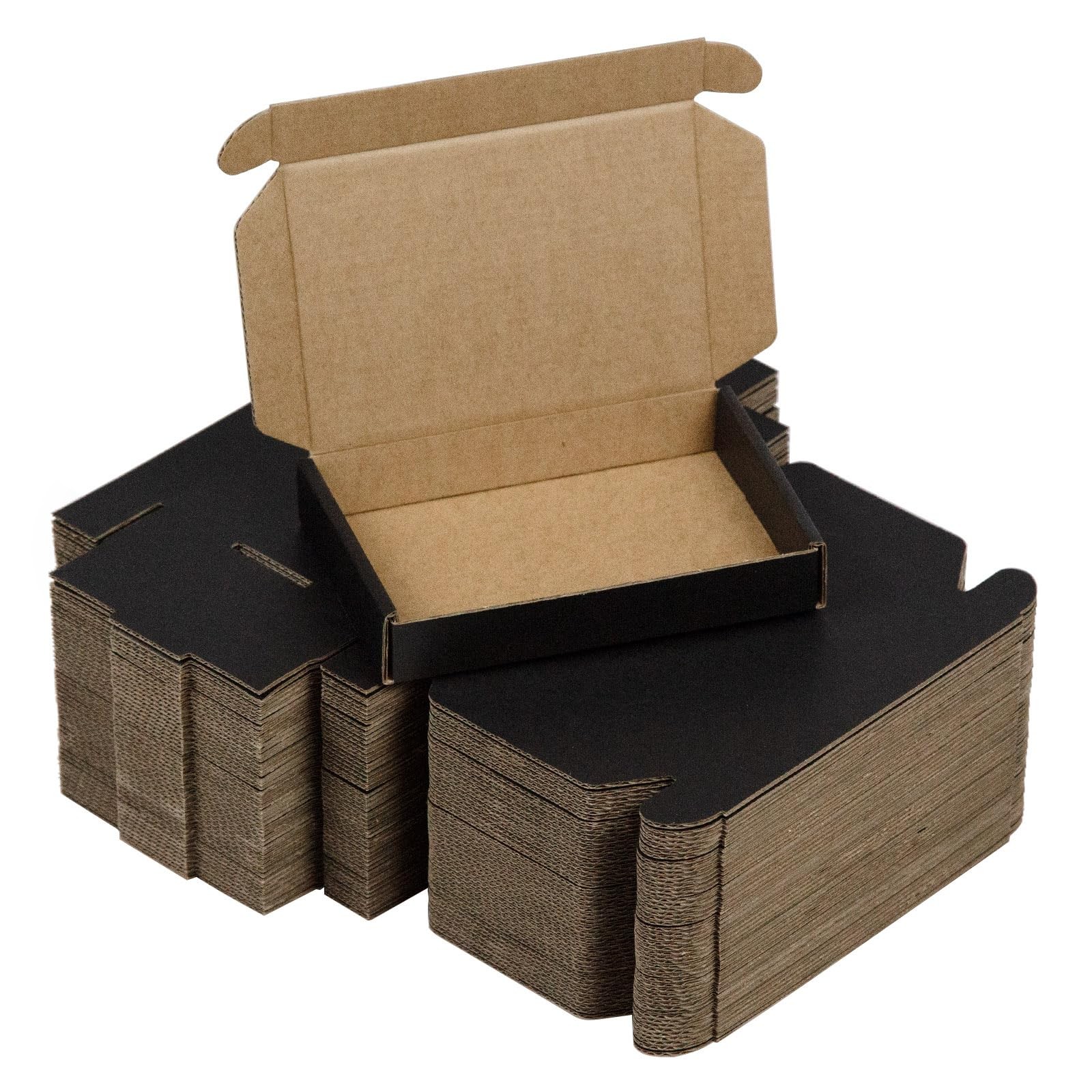 50 Pack 6x4x1 Inch Black Shipping Boxes Corrugated Cardboard Mailing Case