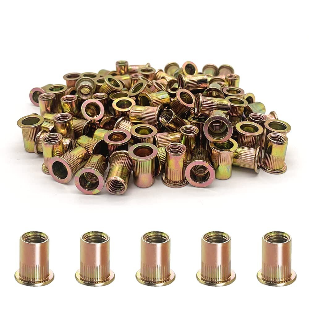 100pcs 10-24 UNC Rivet Nuts Carbon Steel Threaded Insert Nutsert Kit
