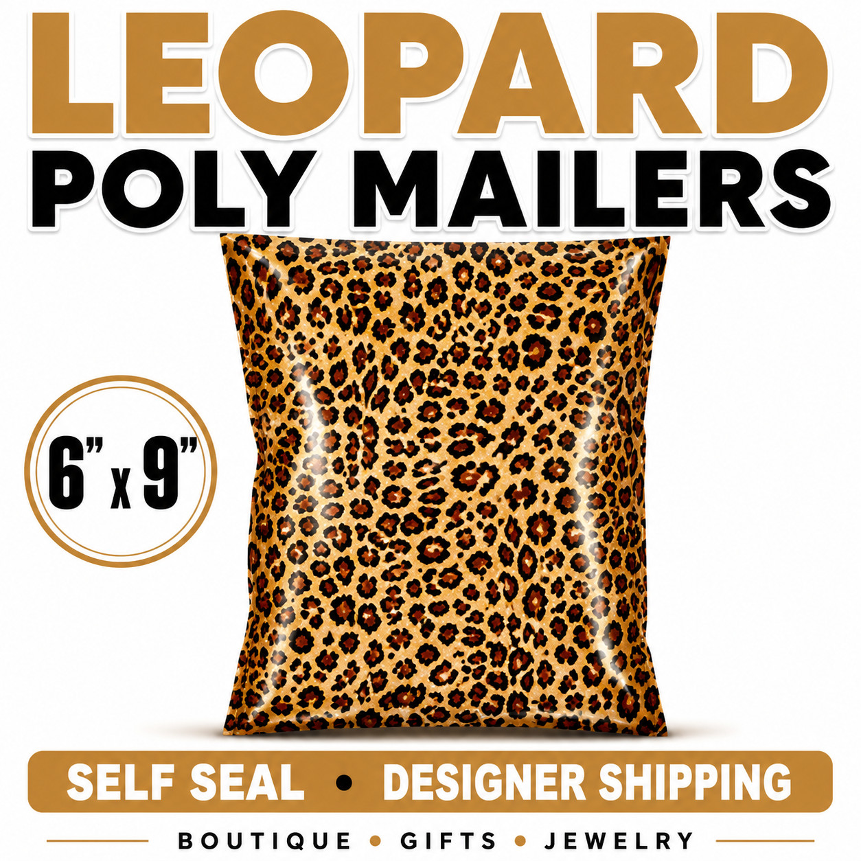 Leopard Poly Mailers 6×9 Self Seal Designer Boutique Shipping Bags