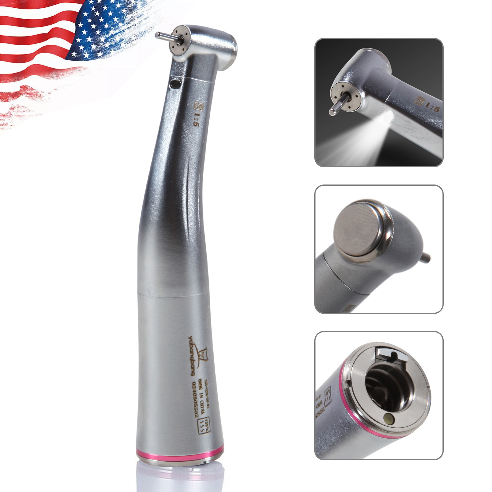 Dental 1:5 Increasing Contra Angle LED Optic Handpiece Fit NSK Electric Motor SA