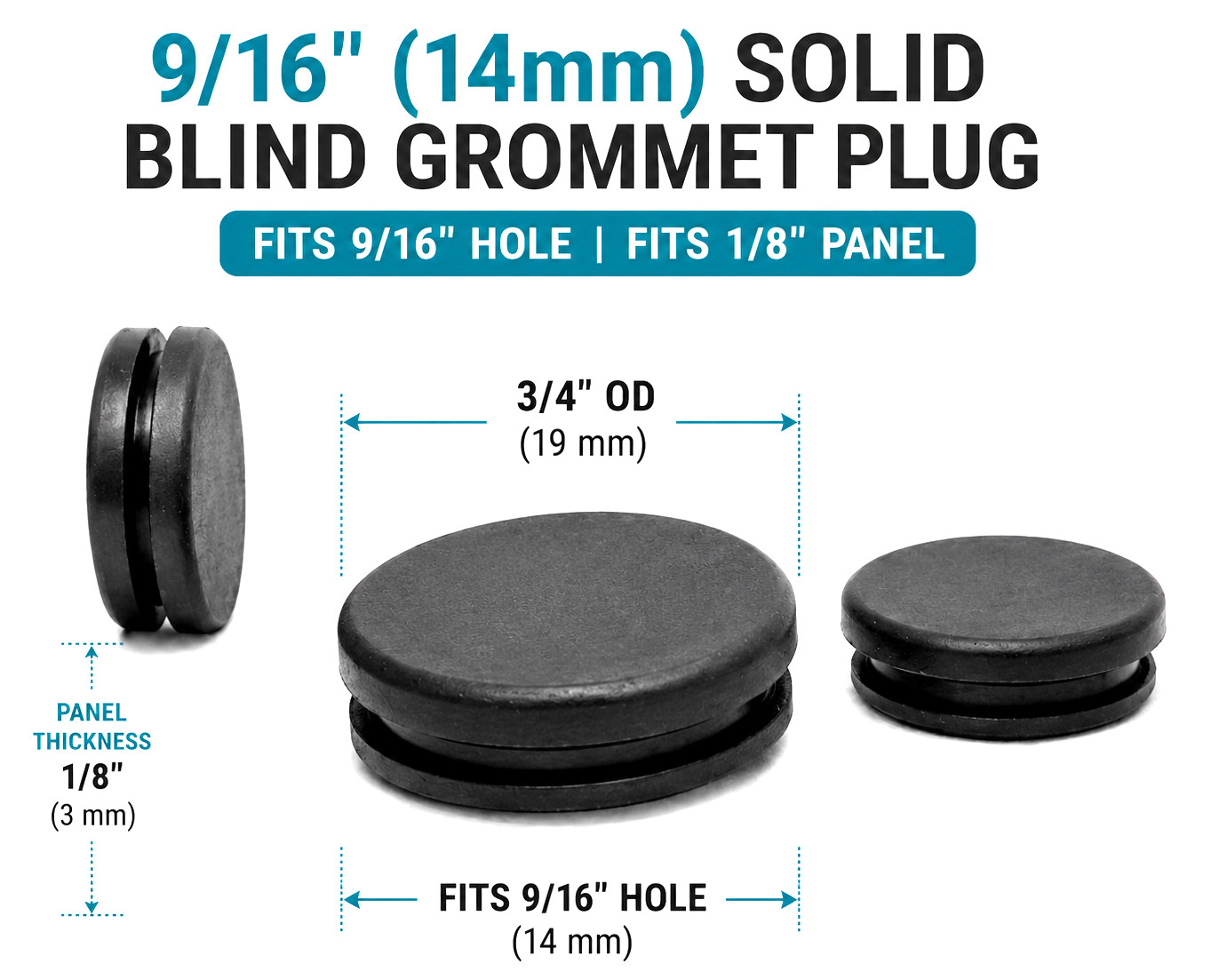 9/16″ Hole Solid Rubber Panel Plug for 1/8″ Panels – Electrical Enclosures