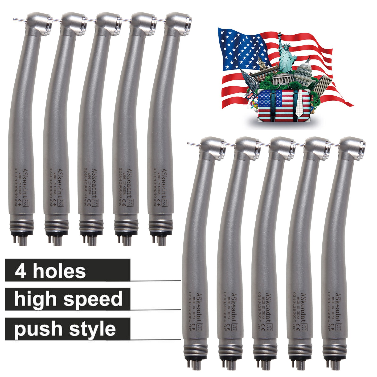 10 Yabangbang Dental High Speed Handpiece Push 3 Spray Turbine 4Hole Fit NSK KaV