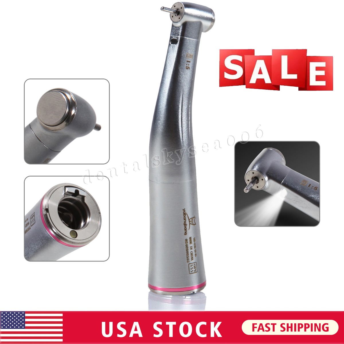 Dental Electric Highspeed Handpiece 1:5 Fiber Optic Contra Angle E-Type