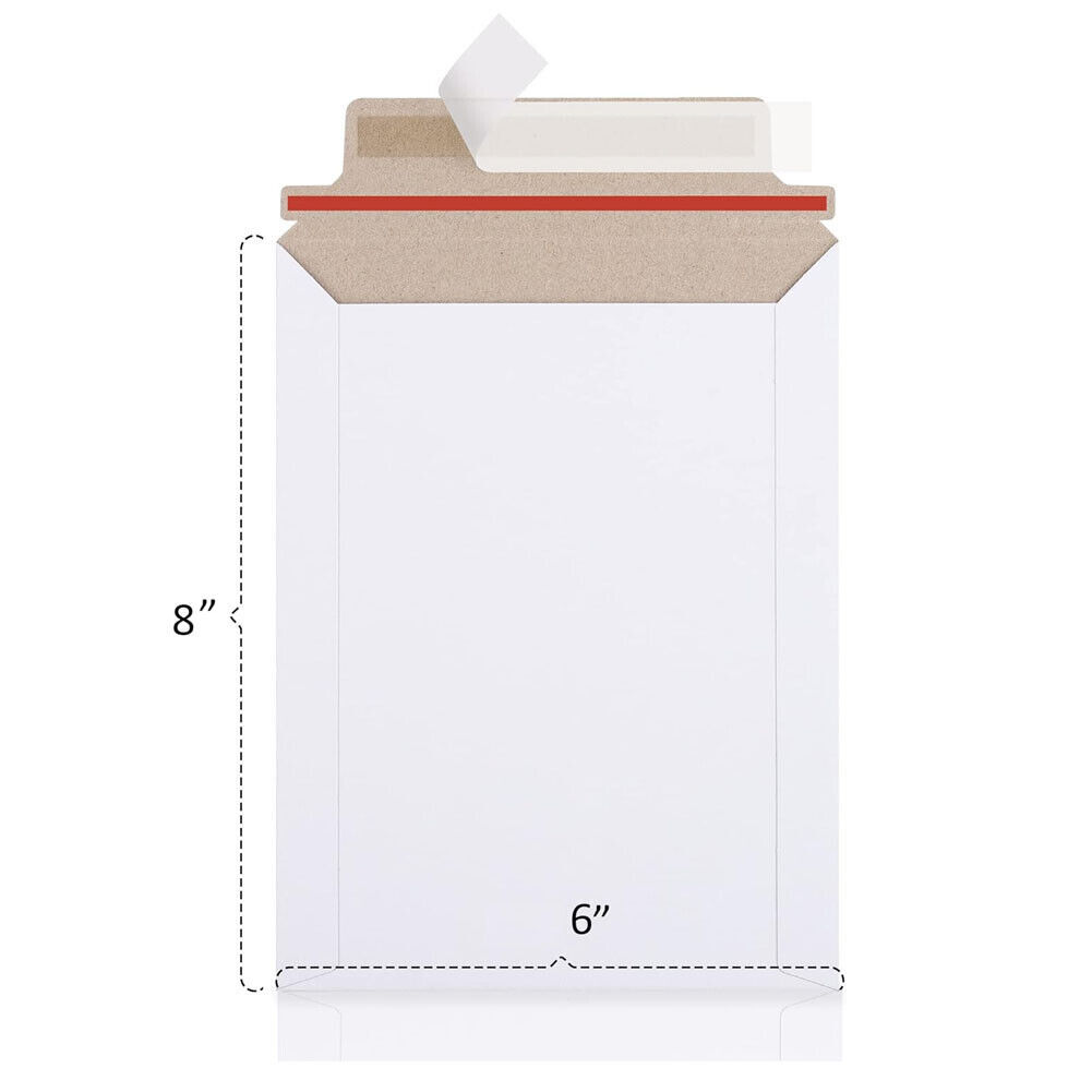 100-1000 White Flat Photo Mailers Document Envelopes Cardboard Self Seal Mailer