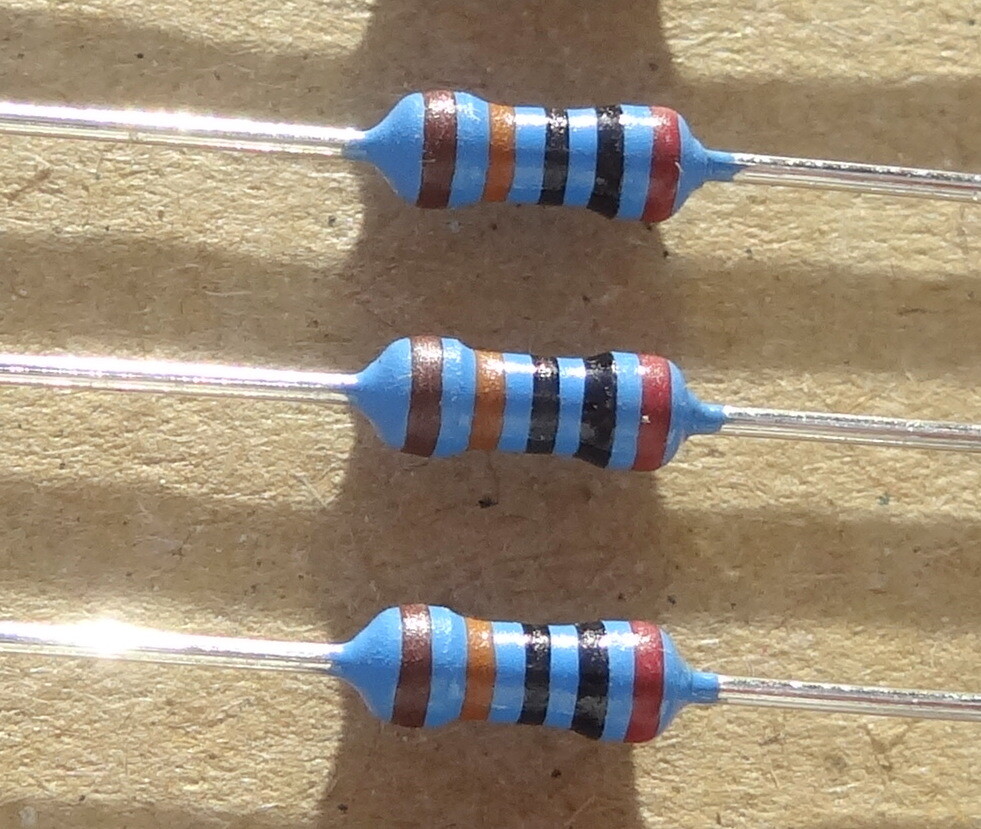 4 pcs 1/4 W, 1% mf Resistors, Axial. values above 5k. select from menu.