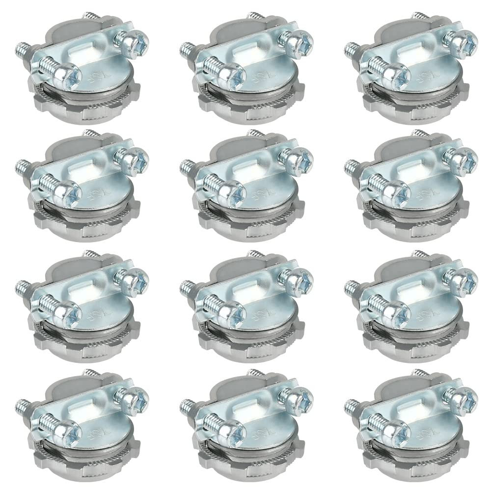 12Pcs 1/2Inch Clamp Type Connector Clamp Type Cable Connectors for Metallic
