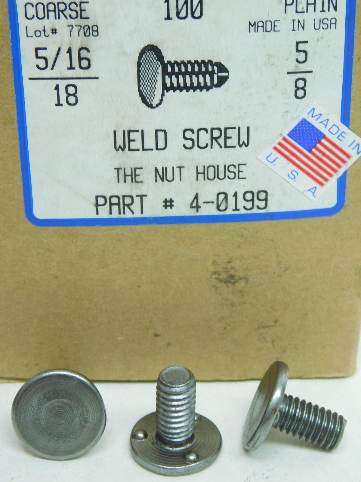 Packs 25 / 100! 5/16-18 x 5/8″ (.625 inch) Weld Screw 3-Projections Under USA NH