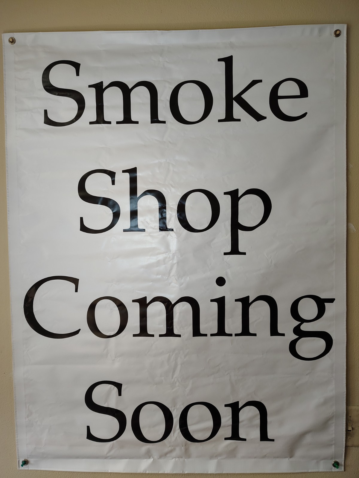 SMOKE SHOP COMING SOON Indoor Outdoor Vinyl Banner Sign Design Man Cave 48″ x 36