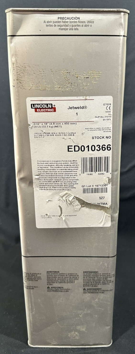 Lincoln Electric Stick Electrodes 786VX7 Carbon Steel E7024, 3/16″ x 18″, 50 Lb