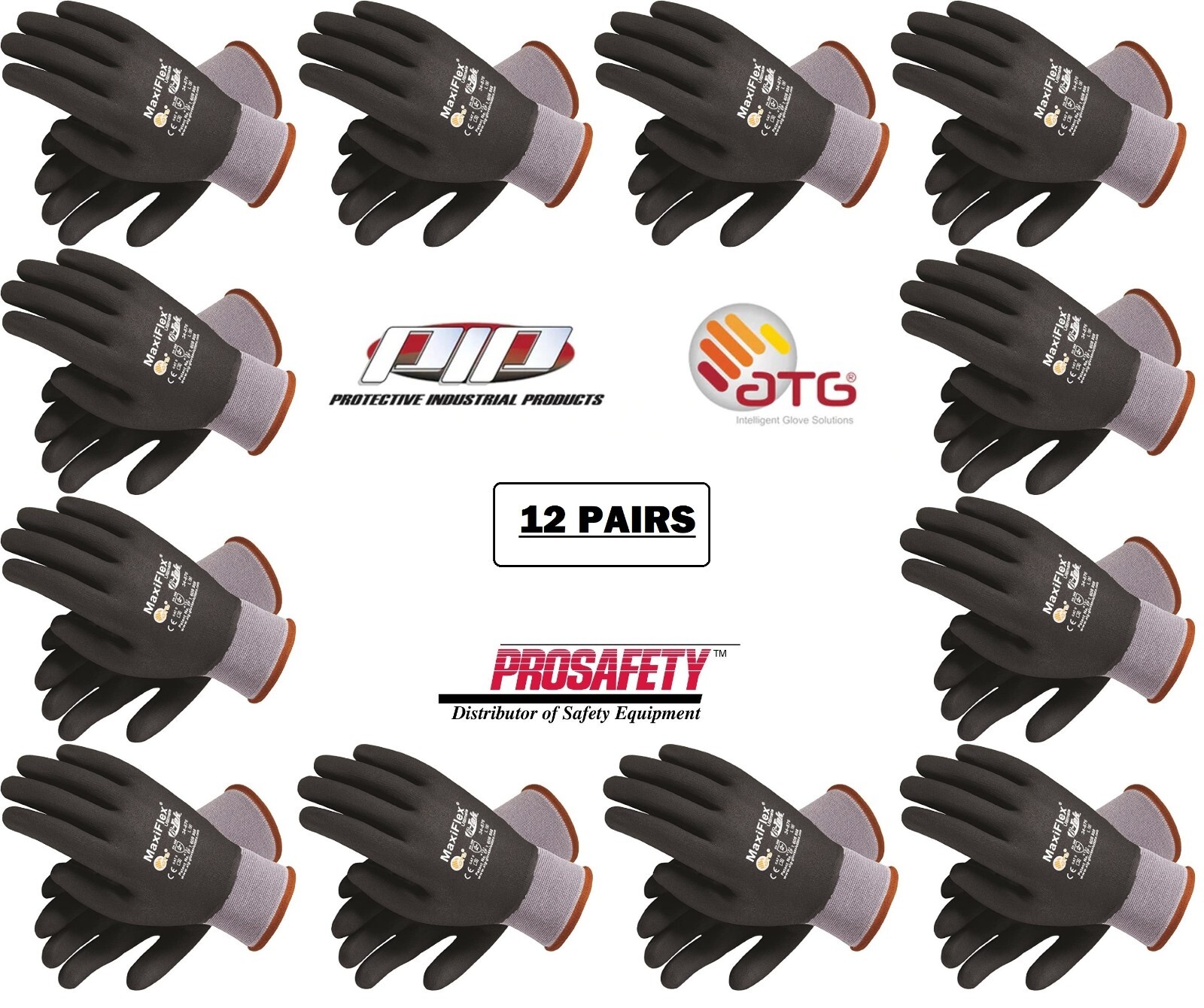 12 34-876 MaxiFlex Foam Full Palm Coated Nitrile Grip PROTECTIVE WORK GLOVES 2XL