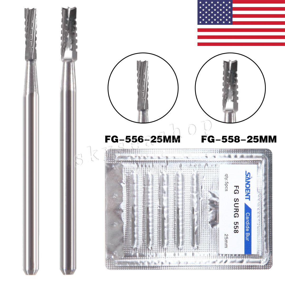 Dental Surgical 25mm SURG Carbide FG Burs for High Speed Handpiece FG556/FG558