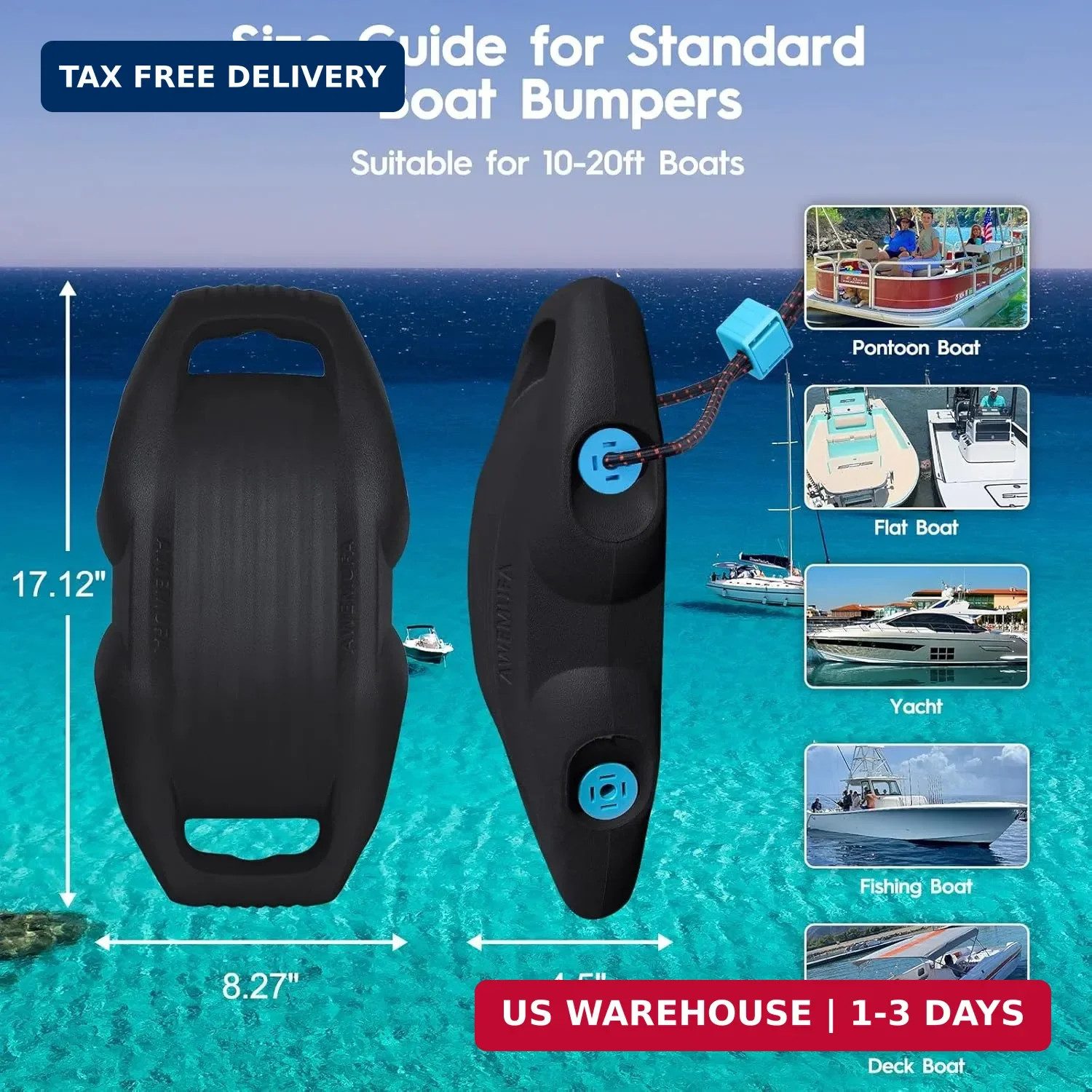 AWEMUFA Boat Fenders Easy to Install Bumper for Docking Ideal Fender for Pontoon
