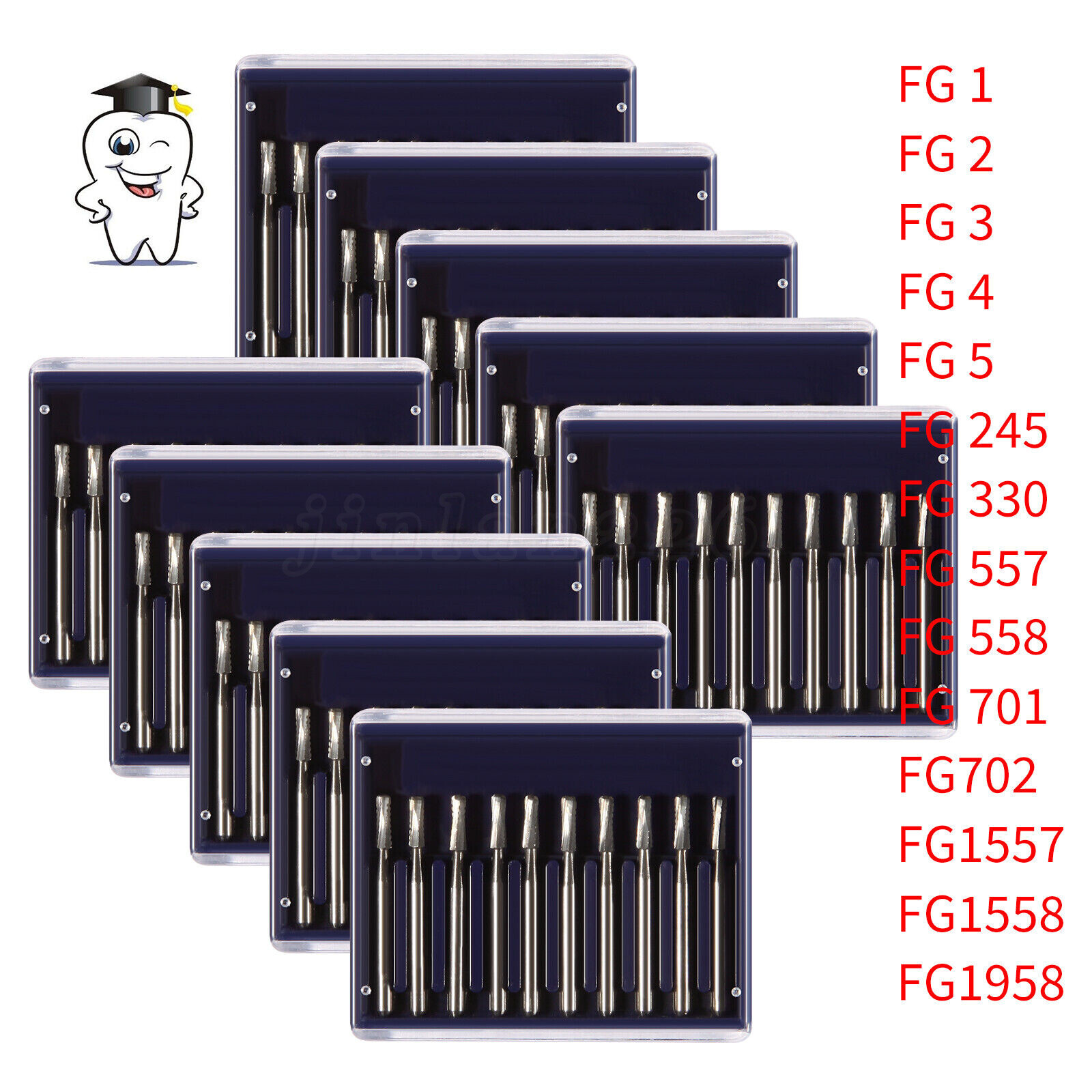 10-100 PCS Dental Carbide Tungsten Steel Burs FG For High Speed Handpiece