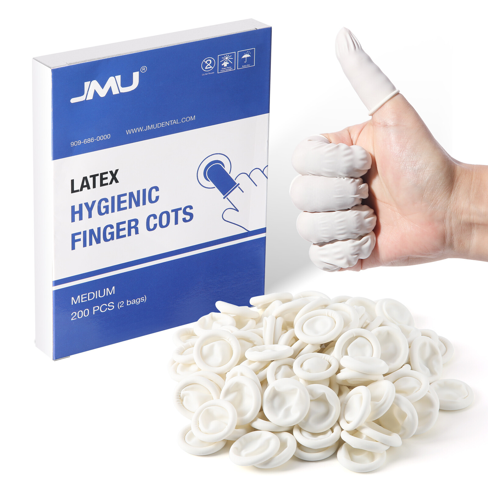 JMU Disposable Latex Finger Cots Anti Static Rubber Fingertips Protective Finger