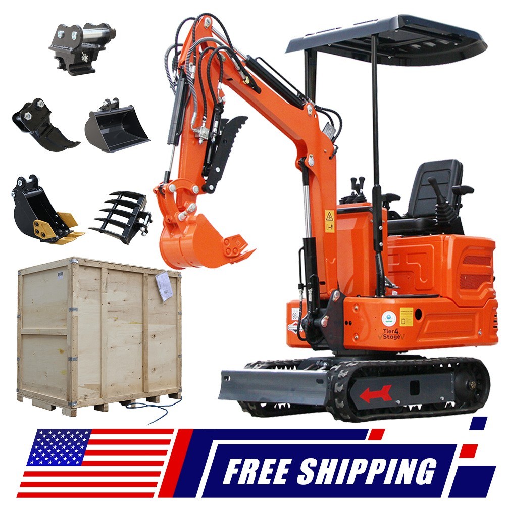 FREE SHIP 1Ton Mini Excavator B&S 13.5HP Crawler Hydraulic Digger + Attachment