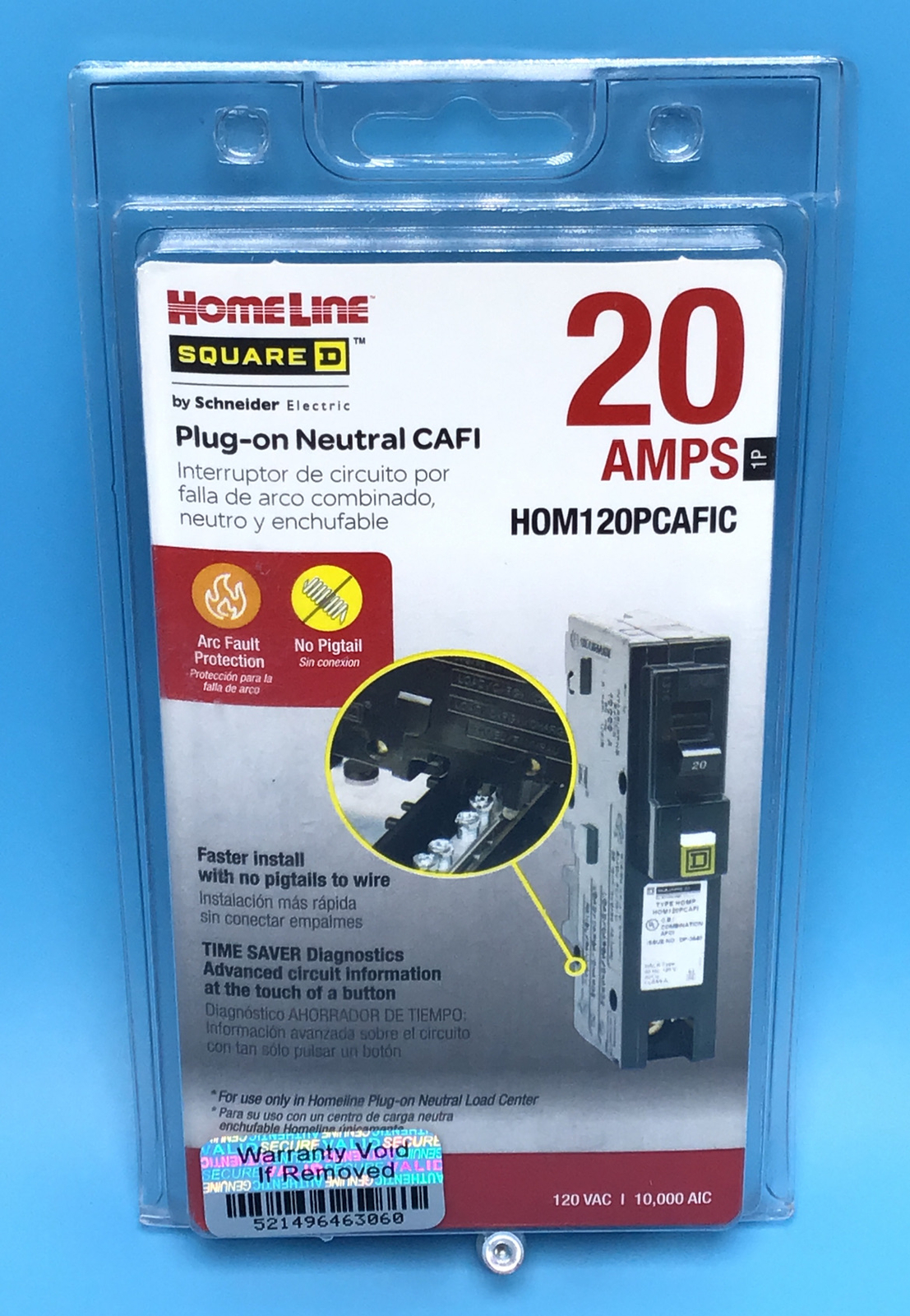 New Circuit Breaker Square D Homeline HOM120PCAFI HOM120PCAFIC 20 Amp 1Pole AFCI