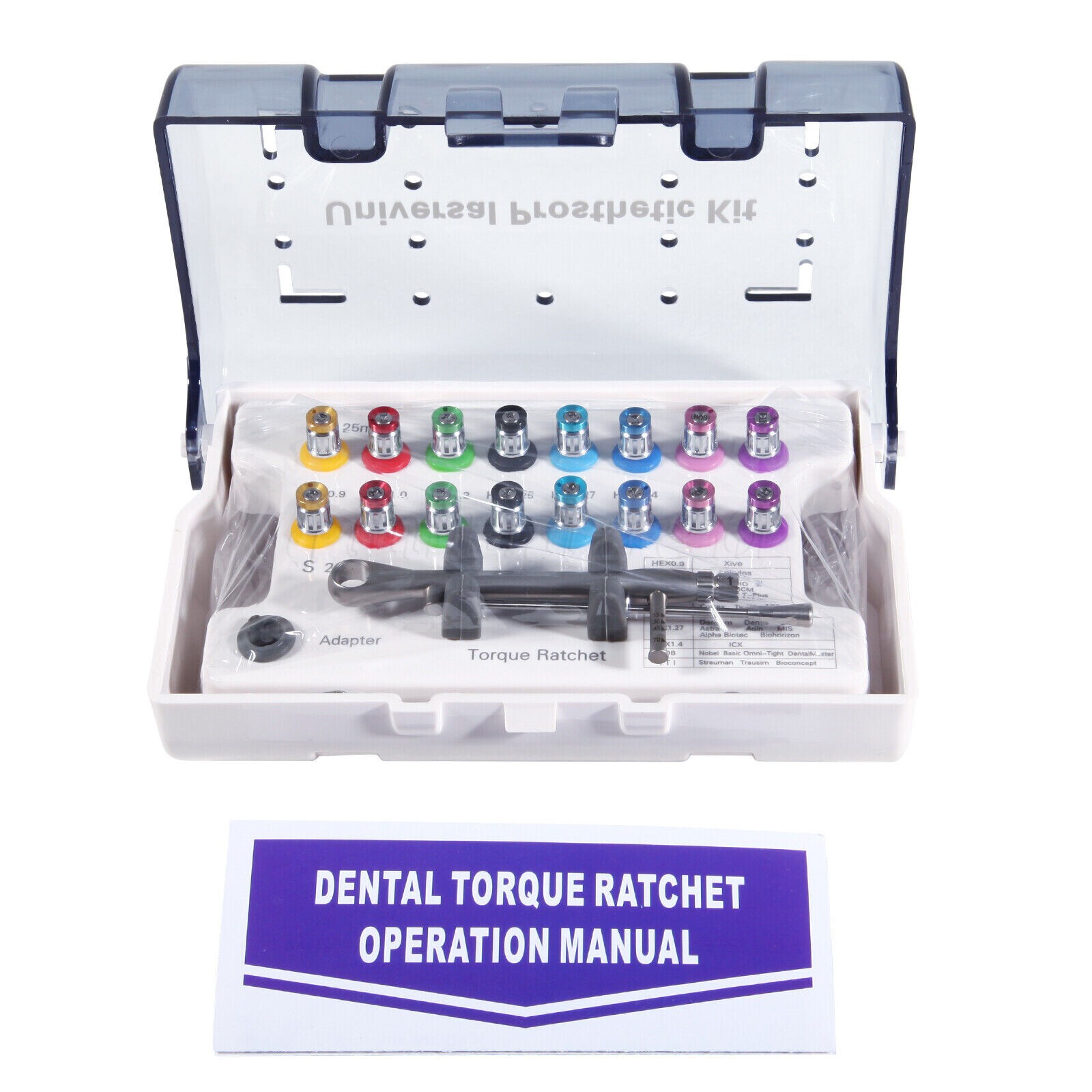 Universal Dental Implant Prosthetic Ratchet Tool Sterilization Kit + Box Case