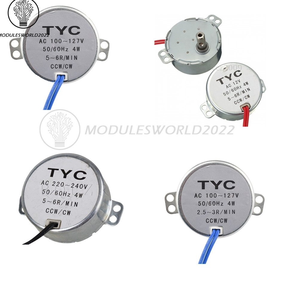 TYC-50 AC12V/110V/220V Synchronous Motor 2.5/3/5/6RPM 4W 50/60Hz For Microwave