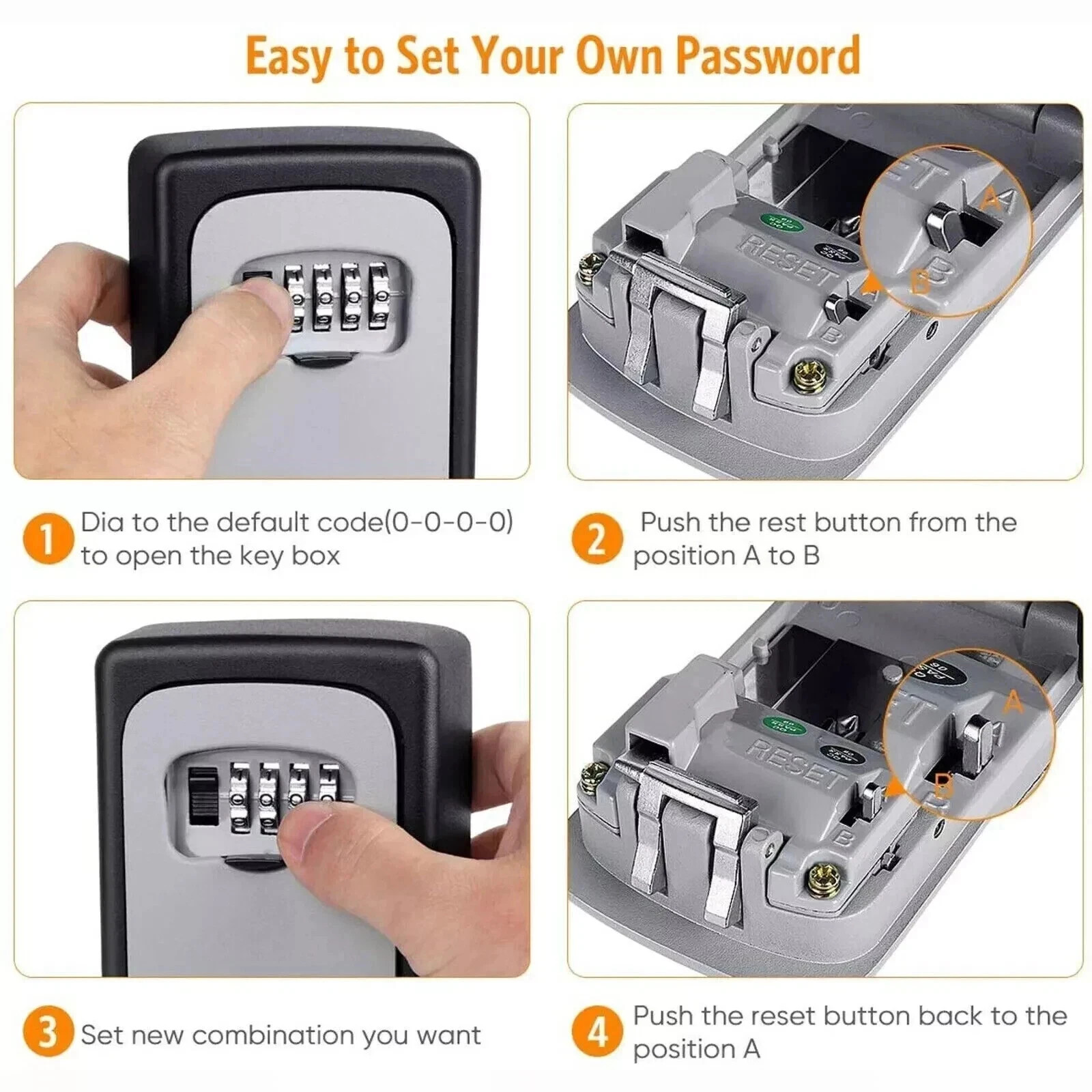 Key Lock Box for Outside-Combination Lockbox for House Key-Portable/Wall Mounted