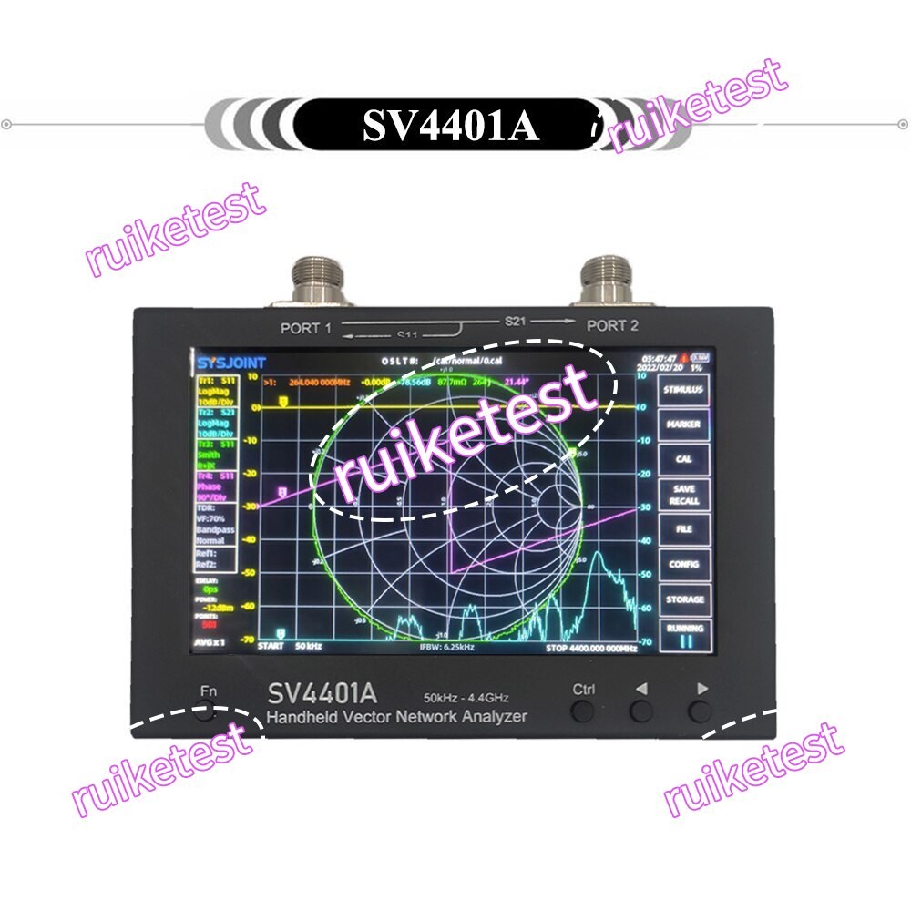 SV4401A 50KHz-4.4GHz VNA Vector Network Analyzer 100DB Dynamic 7 Inch Touch LCD