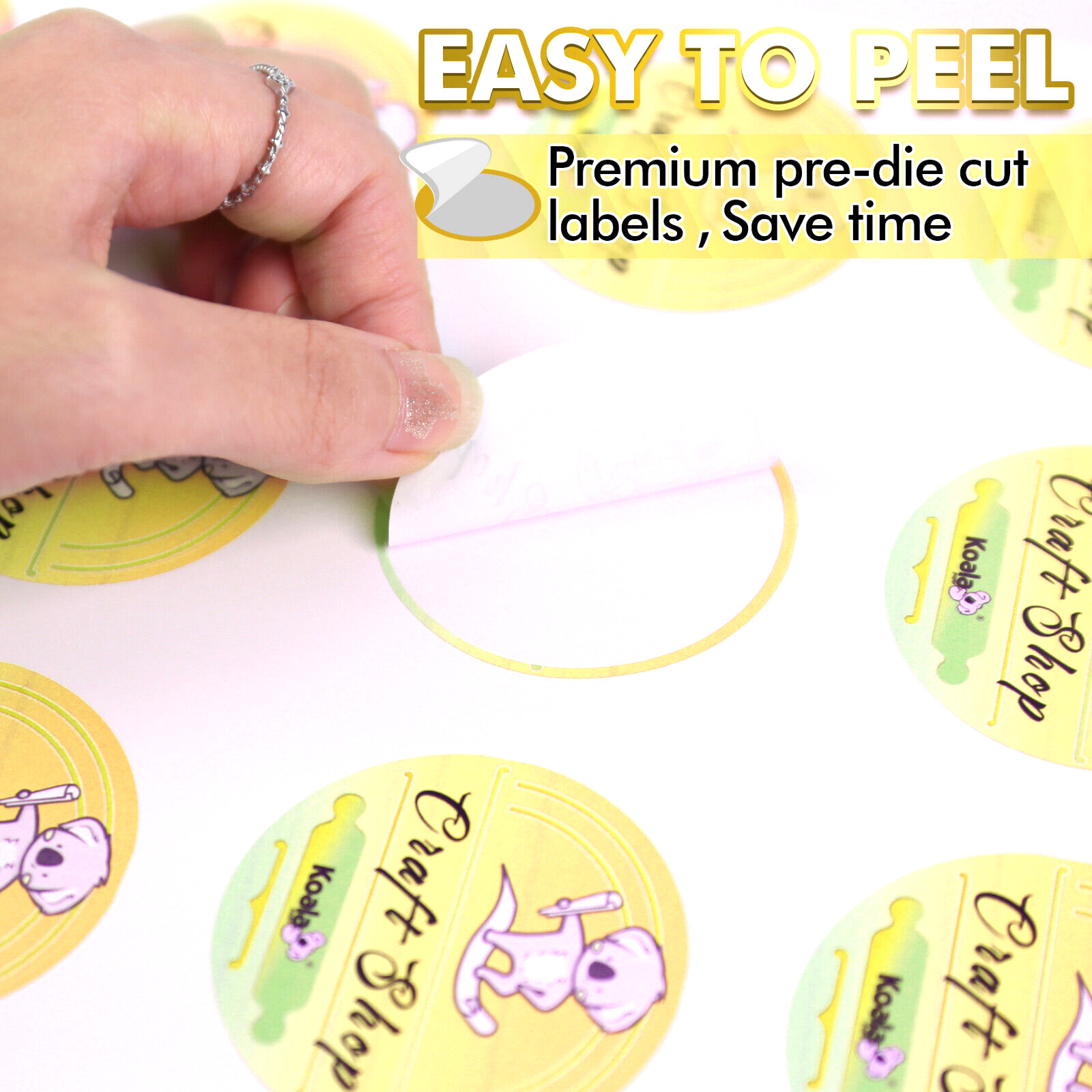 300 Koala Round Label 2 inch Waterproof Printable Cirle Labels for Inkjet Laser