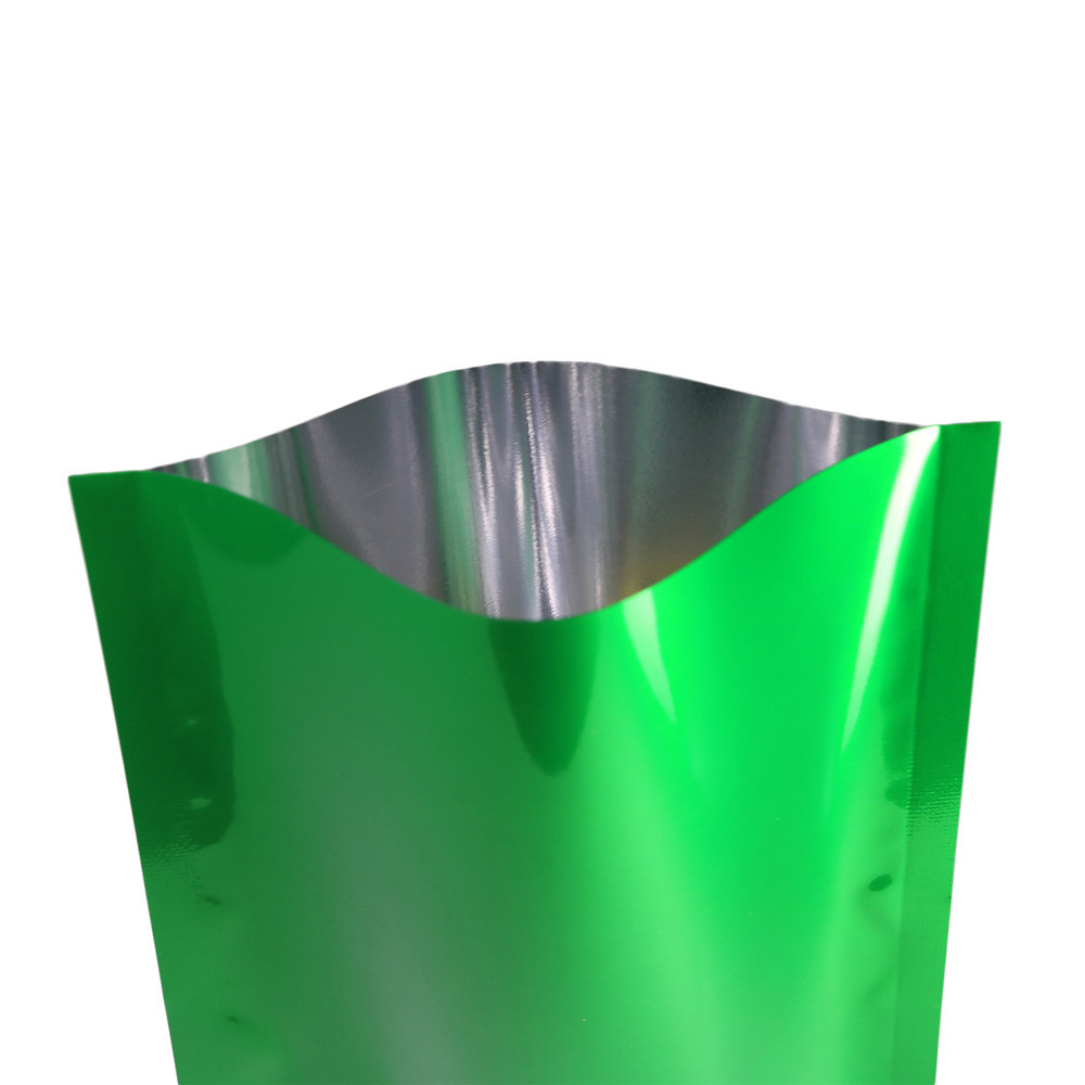 Many Sizes for Glossy Green Flat Foil Mylar Heat-Sealable Open Top Pouch Bag G07