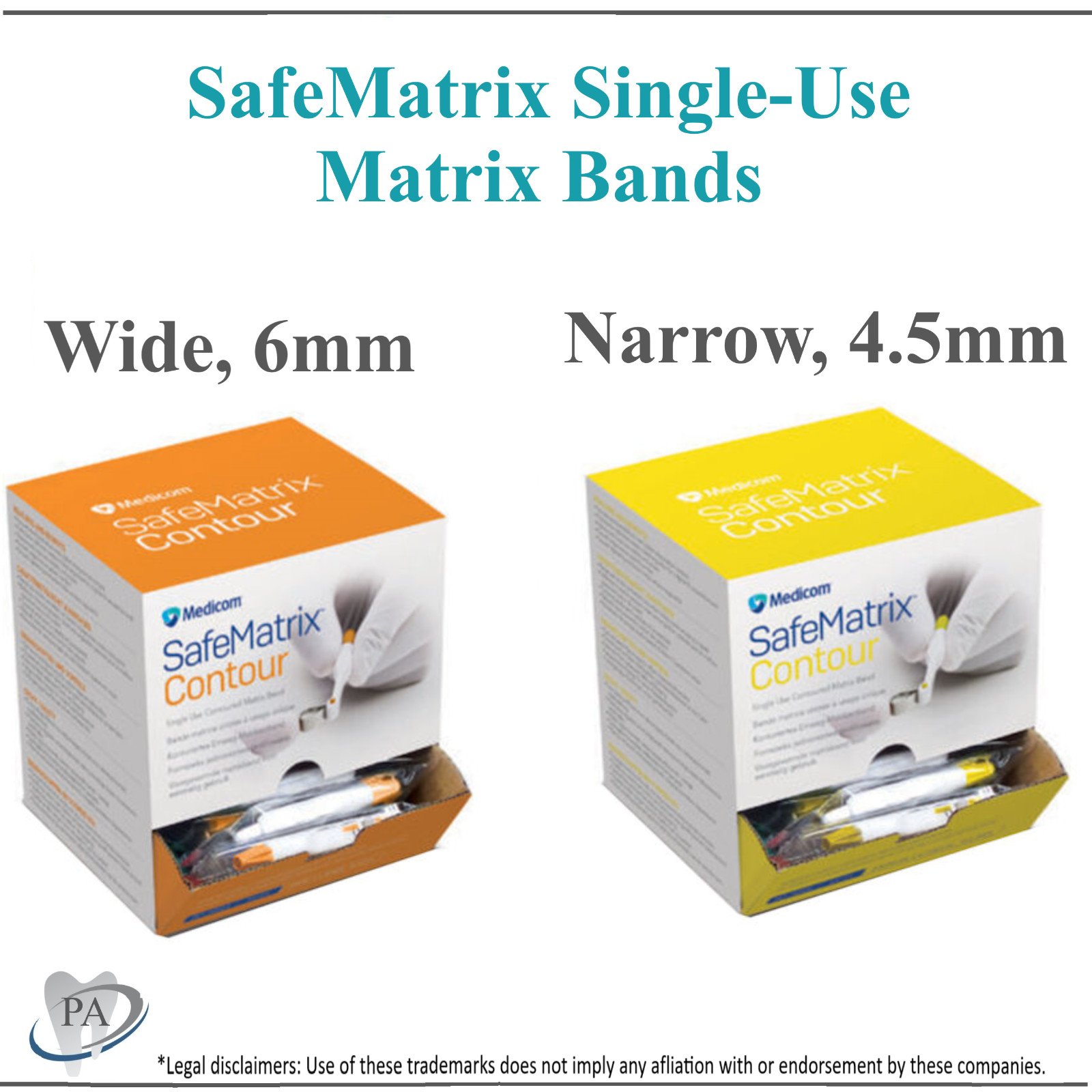 Dental SafeMatrix Bands Contour Bands Medicom 6mm or 4.5 mm, 50/box #30060 30055