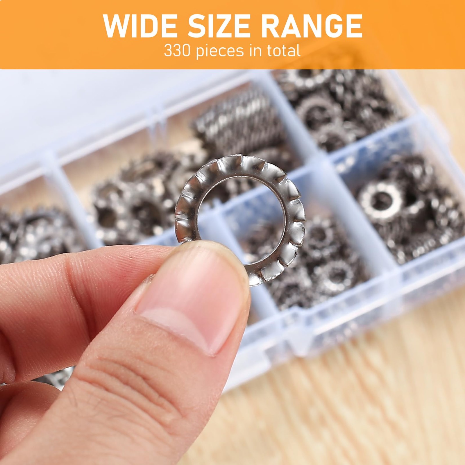 qxayxa 330 Pcs External 2.5mm, 3mm, 4mm, 5mm, 6mm, 8mm, 10mm, 12mm, Silver
