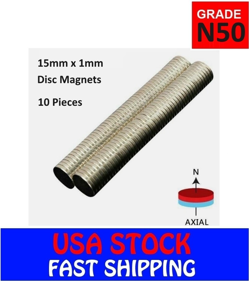 15mm x 1mm N50 Rare Earth Neodymium Craft Fridge Disc Magnet
